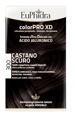 EUPHIDRA COLORPRO XD 300 CASTANO SCURO GEL COLORANTE CAPELLI IN FLACONE + ATTIVANTE + BALSAMO + GUANTI - dottorbianchi.it