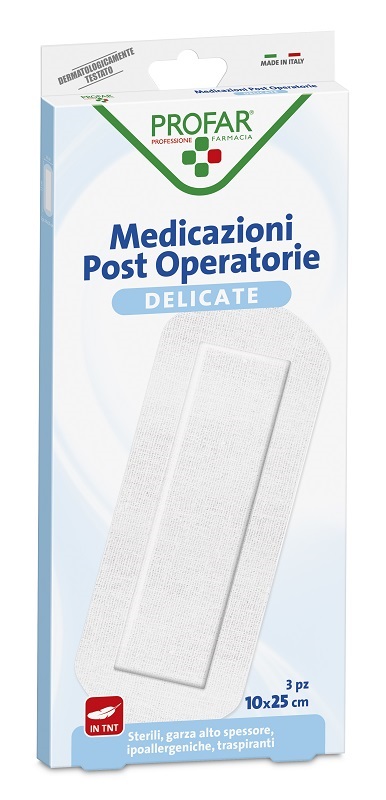 MEDICAZIONE POST OPERATORIA STERILE GARZA ANTIADERENTE 10X25 CM 3 PEZZI PROFAR - dottorbianchi.it