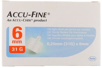 AGO PER PENNA DA INSULINA ACCU-FINE PEN NEEDLE ACCU-CHEK GAUGE 31 X 6MM 100 PEZZI - dottorbianchi.it