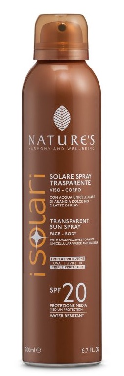 NATURE'S I SOLARI SPRAY TRASPARENTE SPF20 200 ML - dottorbianchi.it