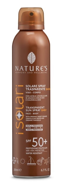 NATURE'S I SOLARI SPRAY TRASPARENTE BAMBINI SPF50+ 200 ML - dottorbianchi.it