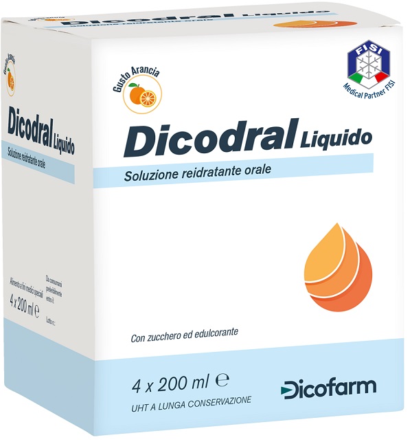 DICODRAL LIQUIDO SOLUZIONE REIDRATANTE ORALE 4 X 200 ML - dottorbianchi.it