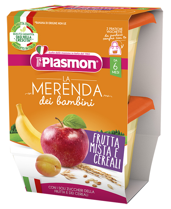 PLASMON LA MERENDA DEI BAMBINI MERENDE FRUTTA CEREALI ASETTICO 2 X 120 G - dottorbianchi.it