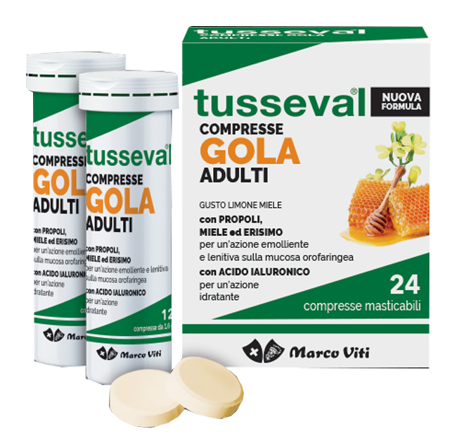TUSSEVAL GOLA ADULTI 24 COMPRESSE - dottorbianchi.it