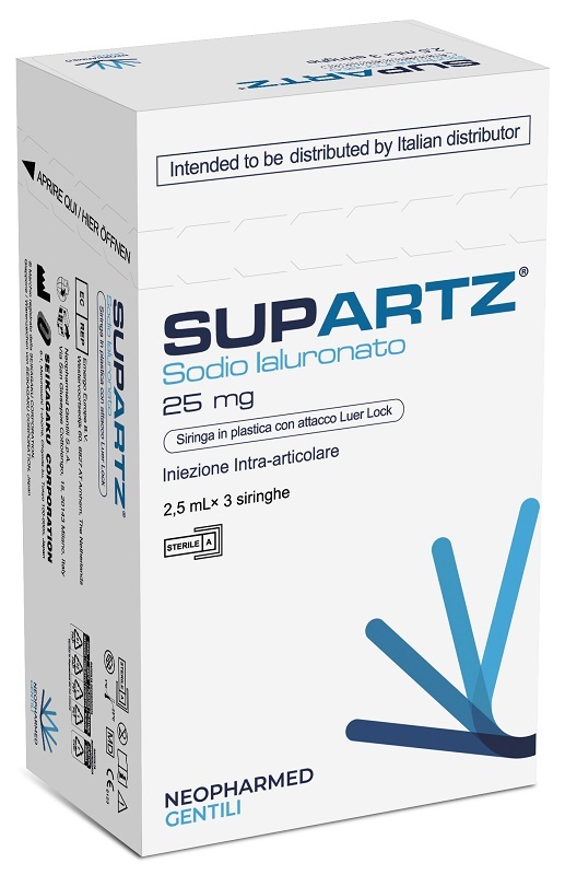 SIRINGA PRERIEMPITA INTRA-ARTICOLARE SUPARTZ ACIDO IALURONICO 25 MG 2,5 ML 3 PEZZI - dottorbianchi.it