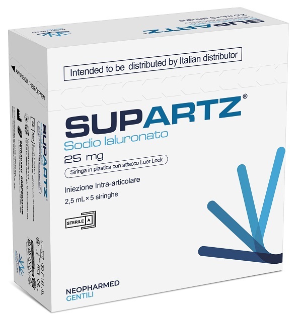 SIRINGA PRERIEMPITA INTRA-ARTICOLARE SUPARTZ ACIDO IALURONICO 25 MG 2,5 ML 5 PEZZI - dottorbianchi.it