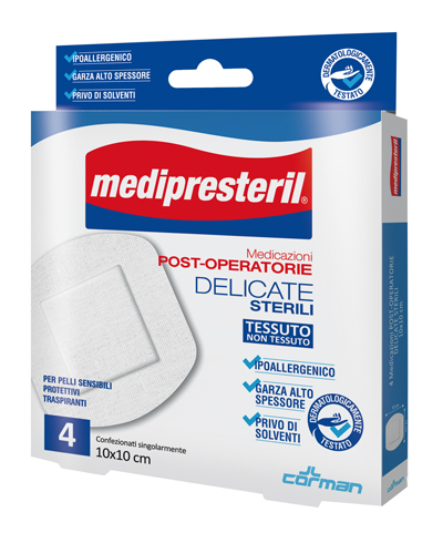 MEDICAZIONE POST OPERATORIA MEDIPRESTERIL DELICATA TNT 10X10CM 5 PEZZI - dottorbianchi.it