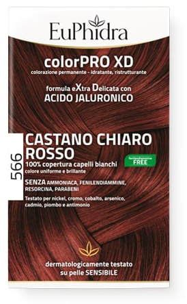 EUPHIDRA COLORPRO GEL COLORANTE CAPELLI XD 566 CASTANO CHIARO ROSSO 50 ML + ATTIVANTE + BALSAMO + GUANTI - dottorbianchi.it