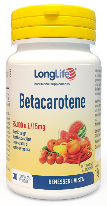 LONGLIFE BETACAROTENE 25000 UI 30 COMPRESSE - dottorbianchi.it