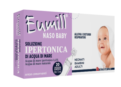 EUMILL NASO BABY SOLUZIONE IPERTONICA 20 CONTENITORI MONODOSE 5 ML - dottorbianchi.it