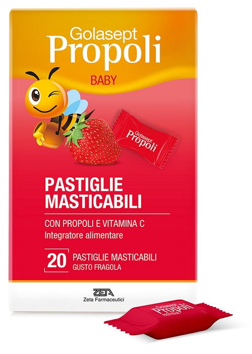 GOLASEPT PROPOLI BABY FRAGOLA 20 PASTIGLIE MASTICABILI - dottorbianchi.it