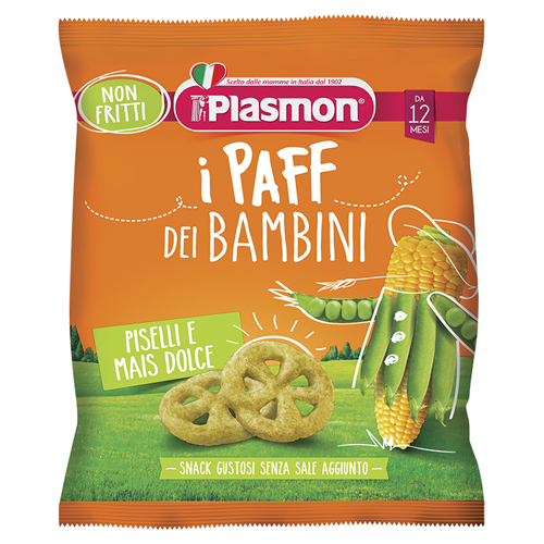 PLASMON DRY SNACK PAFF PISELLI-MAIS 15 G - dottorbianchi.it