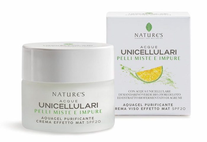 NATURE'S ACQUE UNICELLULARI AQUAGEL CREMA VISO EFFETTO MAT SPF20 50 ML - dottorbianchi.it