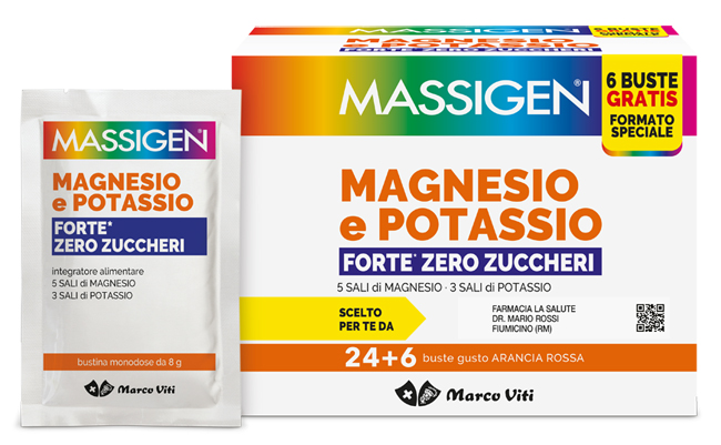 MASSIGEN MAGNESIO POTASSIO FORTE ZERO ZUCCHERO 24 BUSTINE + 6 BUSTINE - dottorbianchi.it
