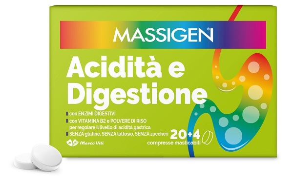 MASSIGEN ACIDITA' E DIGESTIONE 24 COMPRESSE MASTICABILI - dottorbianchi.it