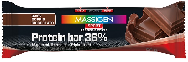 MASSIGEN SPORT PROTEIN BARRETTA 36% DOPPIO CIOCCOLATO 35 G - dottorbianchi.it