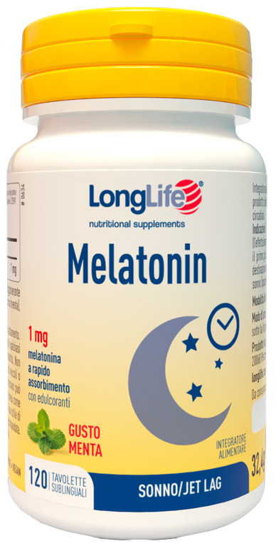 LONGLIFE MELATONIN 1 MG AROMA MENTA 120 TAVOLETTE SUBLINGUALI - dottorbianchi.it