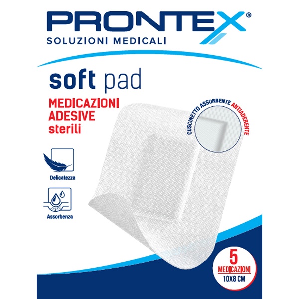 MEDICAZIONE ADESIVA STERILE PRONTEX SOFT PAD 10X8 CM 5 PEZZI - dottorbianchi.it