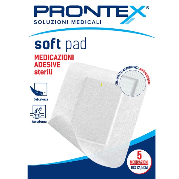 MEDICAZIONE ADESIVA STERILE PRONTEX SOFT PAD 10X12,5 CM 5 PEZZI - dottorbianchi.it