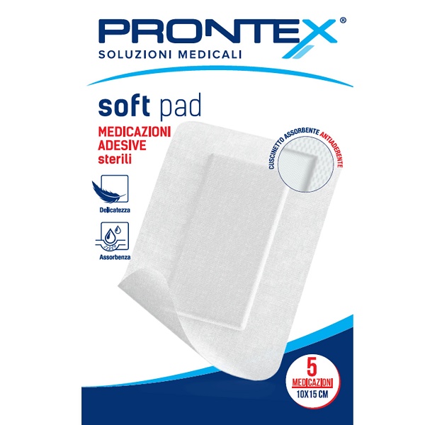 MEDICAZIONE ADESIVA STERILE PRONTEX SOFT PAD 10X15 CM 5 PEZZI - dottorbianchi.it
