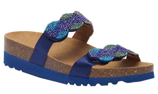 CALZATURA PALMILLA 2 STRAPS SATIN+BEADS W BLUE 40 - dottorbianchi.it