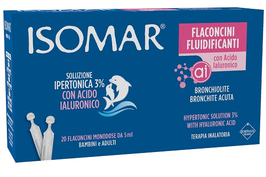 ISOMAR FLACONCINI FLUIDIFICANTI SOLUZIONE IPERTONICA 30%+ACIDO IALURONICO 20 FLACONCINI DA 5 ML - dottorbianchi.it