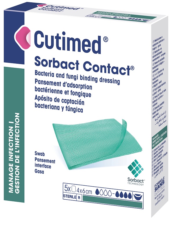 MEDICAZIONE IDROFOBICA CUTIMED SORBACT CONTACT 4X6 CM 5 PEZZI - dottorbianchi.it