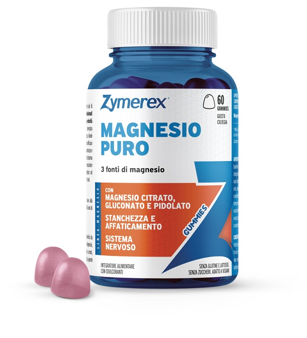 ZYMEREX MAGNESIO PURO 60 GUMMIES GUSTO CILIEGIA CON EDULCORANTI SENZA ZUCCHERI SENZA GLUTINE SENZA LATTOSIO - dottorbianchi.it