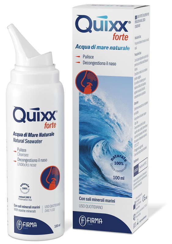 SOLUZIONE SPRAY PER IRRIGAZIONI NASALI QUIXX FORTE ACQUA MARINA IPERTONICA 100 ML - dottorbianchi.it