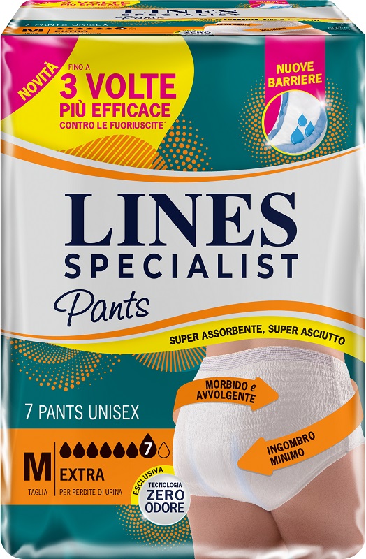 PANNOLONE PER INCONTINENZA LINES SPECIALIST PANTS EXTRA UNISEX M 7 PEZZI - dottorbianchi.it