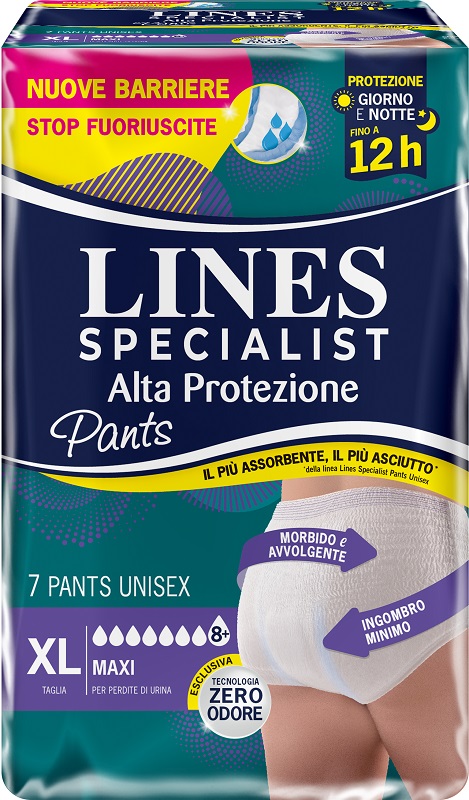 PANNOLONE LINES SPECIALIST PANTS UNISEX MAXI ALTA PROTEZIONE EXTRALARGE 7 PEZZI - dottorbianchi.it