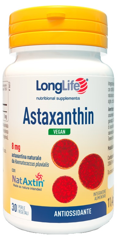 LONGLIFE ASTAXANTHIN VEGAN 8 MG 30 PERLE VEGETALI SENZA GLUTINE - dottorbianchi.it