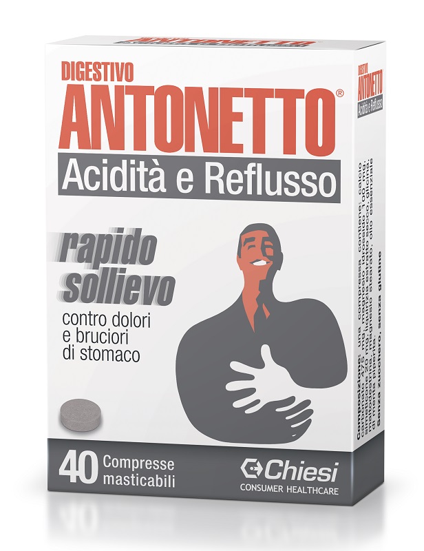 DIGESTIVO ANTONETTO ACIDITA' E REFLUSSO 40 COMPRESSE MASTICABILI - dottorbianchi.it