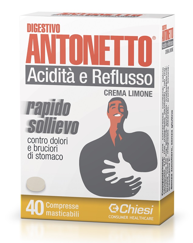 DIGESTIVO ANTONETTO ACIDITA' E REFLUSSO CREMA AL LIMONE 40 COMPRESSE MASTICABILI - dottorbianchi.it