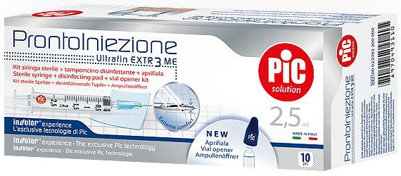 SIRINGA PIC SOLUTION PRONTO INIEZIONE 2,5 ML AGO GAUGE 23 1 1/4 10 PEZZI - dottorbianchi.it