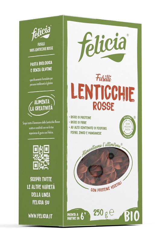 FELICIA BIO FUSILLI DI LENTICCHIE ROSSE 250 G - dottorbianchi.it