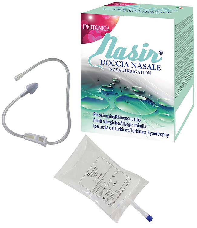 NASIR DOCCIA NASALE 2 SACCHE 250 ML ISOTONICA + 1 DEFLUSSORE - dottorbianchi.it