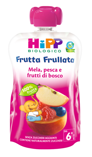 HIPP BIO FRUTTA FRULLATA MELA PESCA FRUTTI DI BOSCO 90 G - dottorbianchi.it