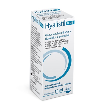 GOCCE OCULARI HYALISTIL PLUS ACIDO IALURONICO 0,4% ACQUA DISTILLATA DI GINKGO BILOBA + MIRTILLO NERO + FINOCCHIO + CENTELLA ASIATICA 10 ML - dottorbianchi.it