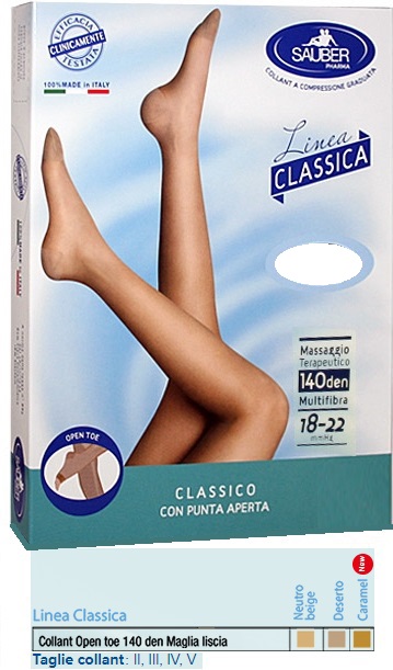SAUBER COLLANT OPEN TOE MAGLIA LISCIA 140 DEN COLORE NEUTRO BEIGE TAGLIA 2 LINEA CLASSICA - dottorbianchi.it