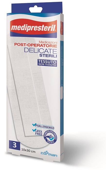 MEDICAZIONE POST OPERATORIA MEDIPRESETERIL DELICATA TNT 10X30CM 3 PEZZI - dottorbianchi.it