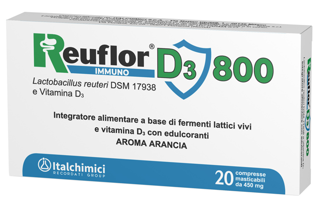 REUFLOR D3 800 20 COMPRESSE MASTICABILI AROMA ARANCIA - dottorbianchi.it