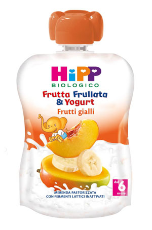 HIPP BIO FRUTTA FRULLATA YOGURT FRUTTI GIALLI 90 G - dottorbianchi.it