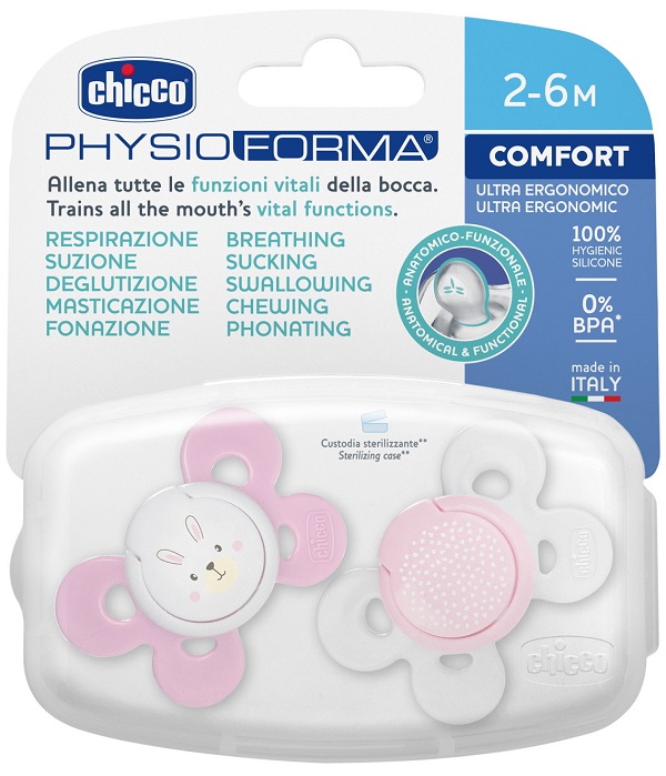 CHICCO SUCCHIETTO COMFORT GIRL SILICONE 0-6 MESI 2 PEZZI - dottorbianchi.it