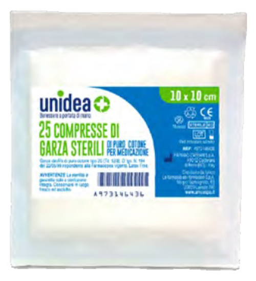 GARZA COMPRESSA UNIDEA COTONE 10 X 10 CM 25 PEZZI - dottorbianchi.it