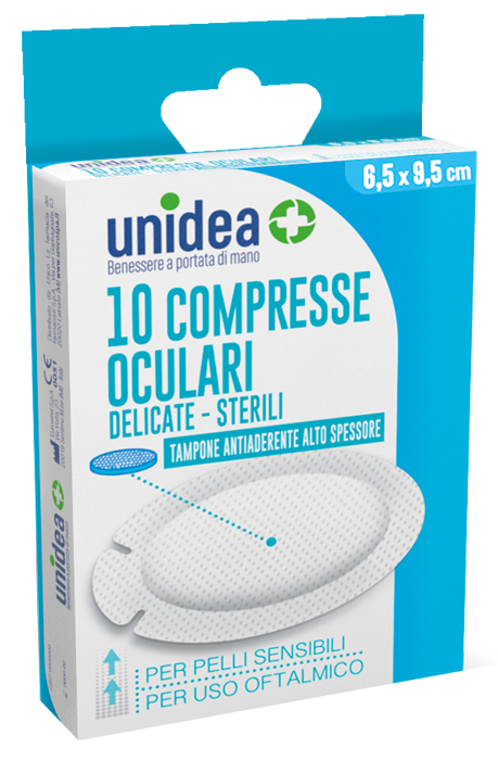 COMPRESSA DI GARZA OCULARE UNIDEA 9,5 X 6,5 CM 10 PEZZI - dottorbianchi.it
