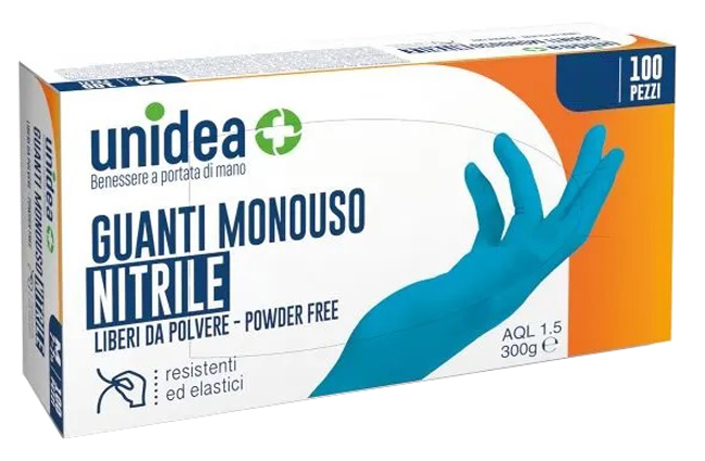 GUANTI IN NITRILE SENZA POLVERE UNIDEA MISURA SMALL 100 PEZZI - dottorbianchi.it