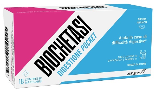 BIOCHETASI POCKET DIGESTIVO 18 COMPRESSE MASTICABILI NUOVA FORMULAZIONE - dottorbianchi.it