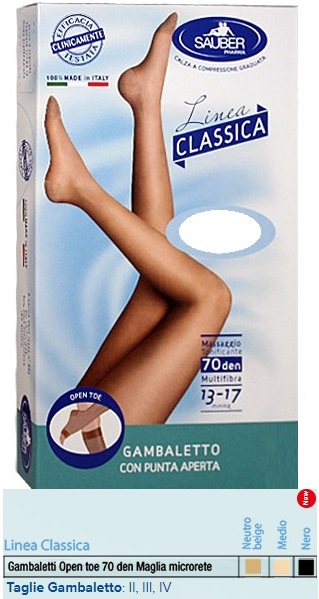 SAUBER GAMBALETTO OPEN TOE MAGLIA MICRORETE 70 DEN COLORE NERO TAGLIA 4 LINEA CLASSICA - dottorbianchi.it