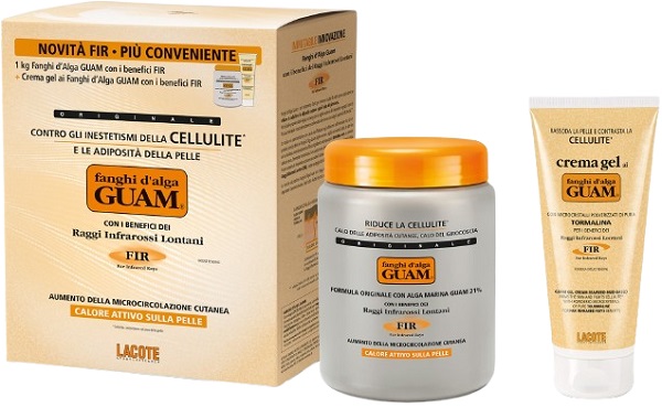 GUAM FIR FANGHI D'ALGA CONFEZIONE CONVENIENZA CON FANGHI D'ALGA GUAM FIR 1 KG + GUAM CREMA GEL FIR 200 ML - dottorbianchi.it